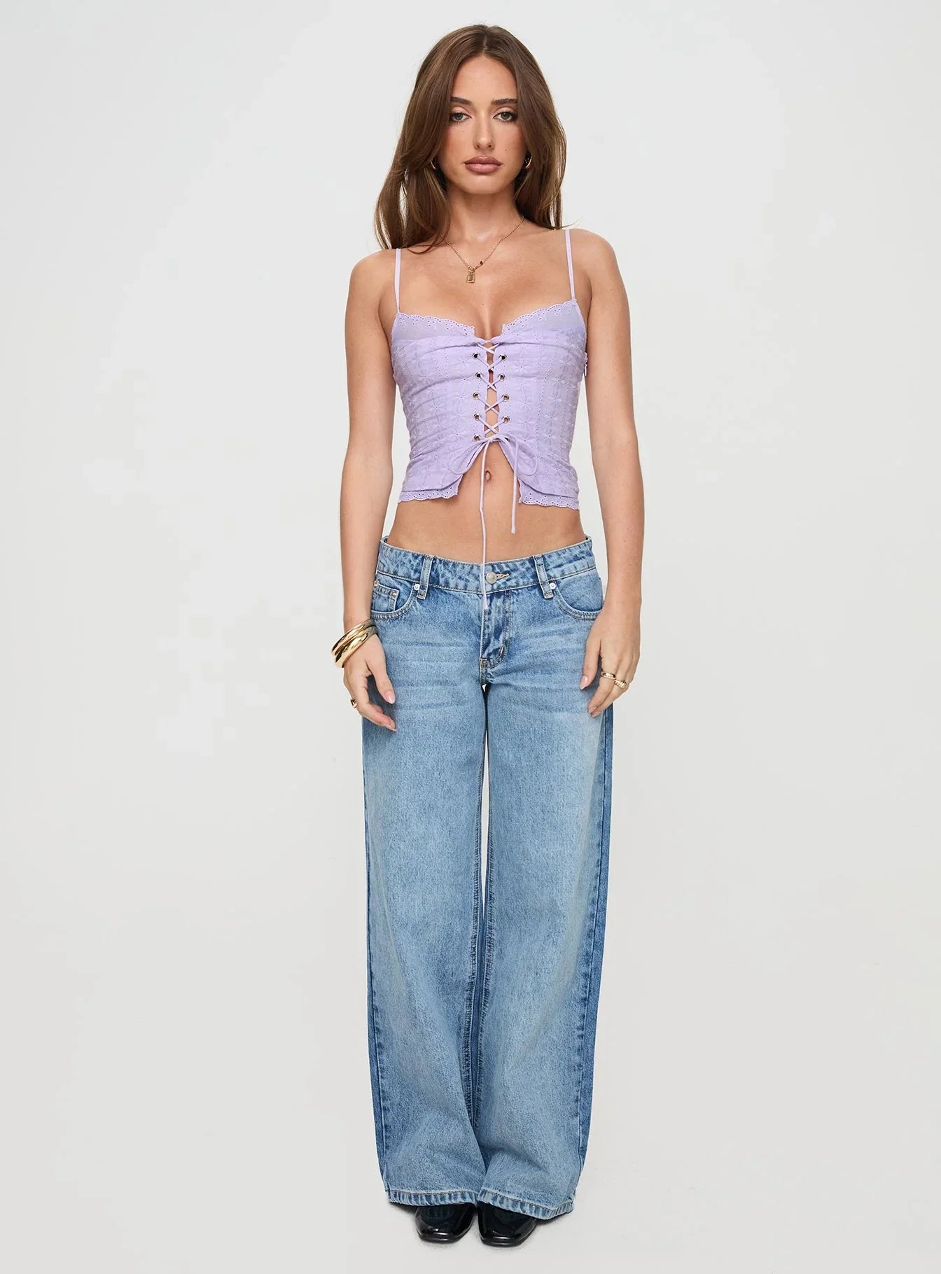 Amitri Lace Up Top Lilac