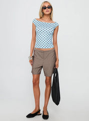 Cheirosa Off Shoulder Top Blue Brown