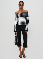Danyel Off The Shoulder Sweater Black White Stripe