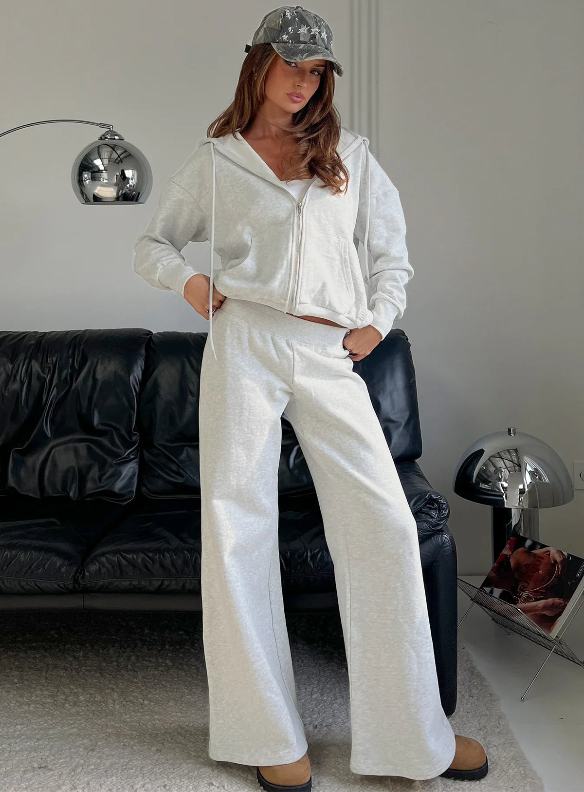 Summits Flared Track Pants Grey Marle
