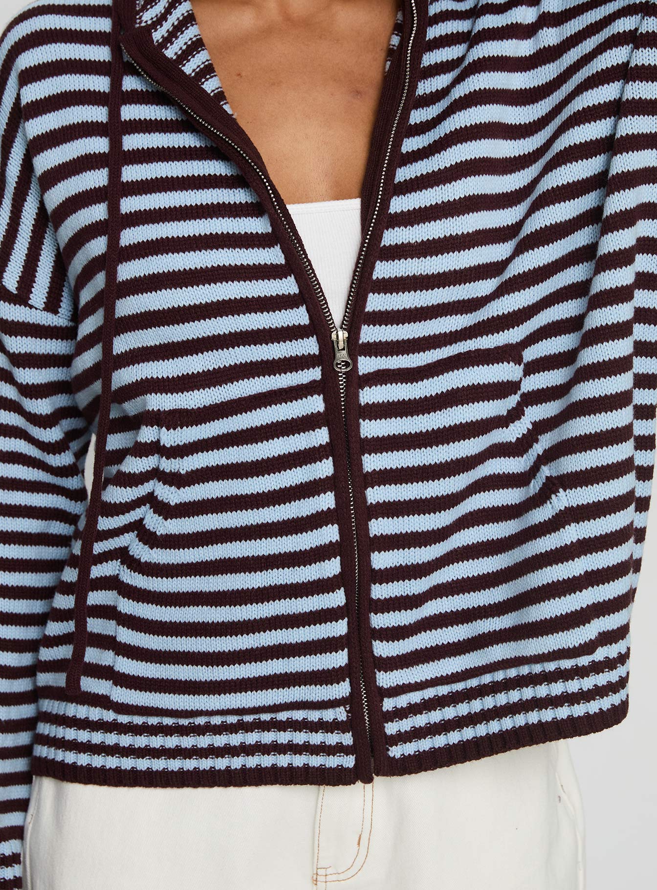 Brienna Zip Jacket Burgundy Blue Stripe