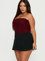 Sonsie Mini Skirt Black White Polka Curve