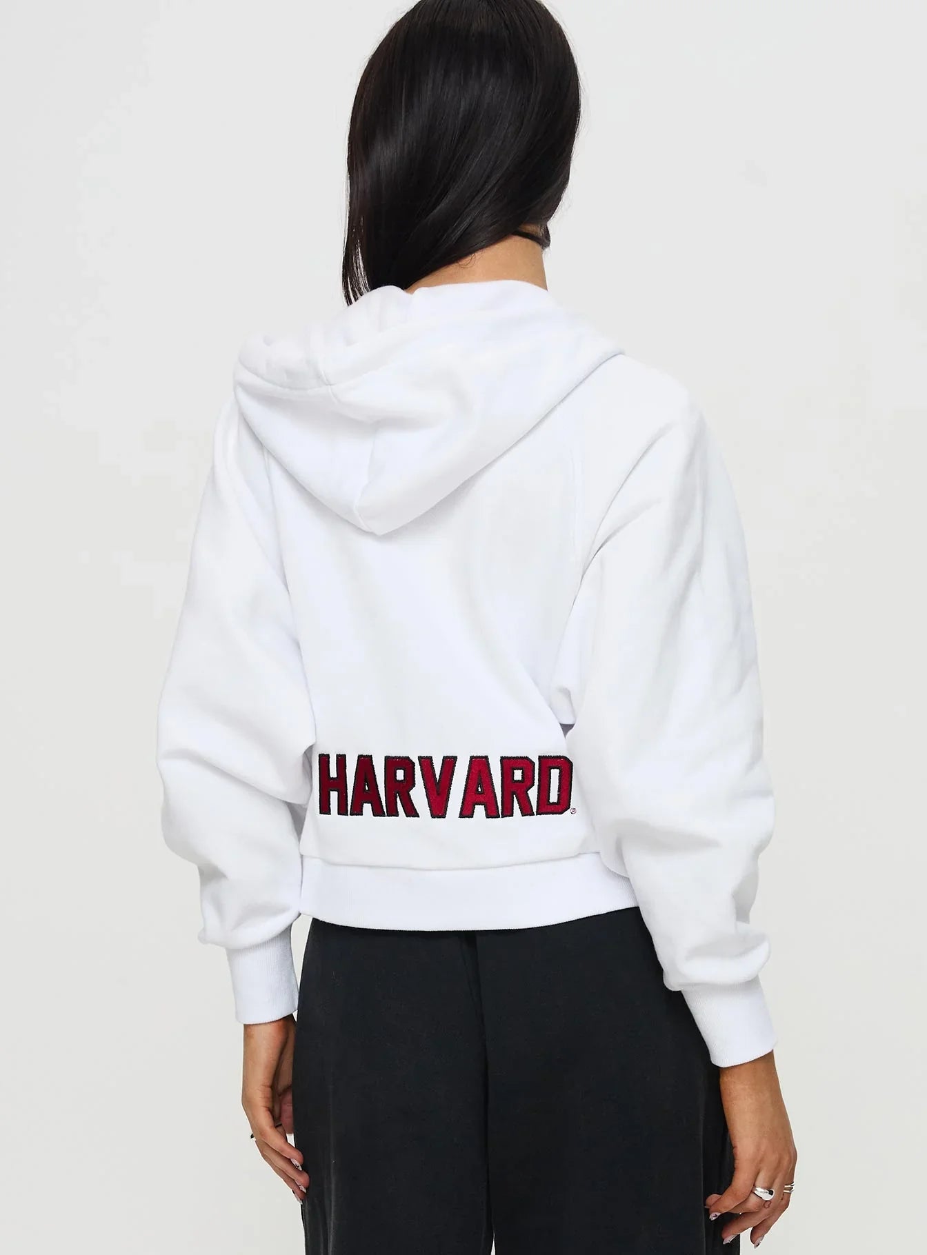 Harvard Raglan Zip Up White Red