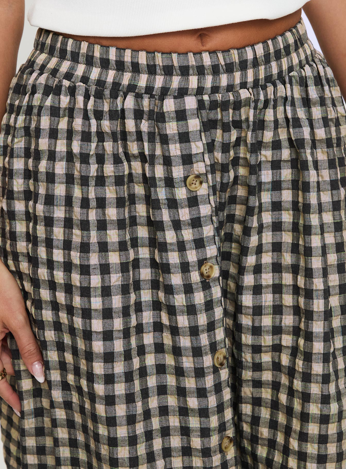 Cartmel Check Maxi Skirt Black Cream