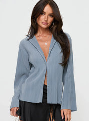 Louie Pleated Shirt Blue