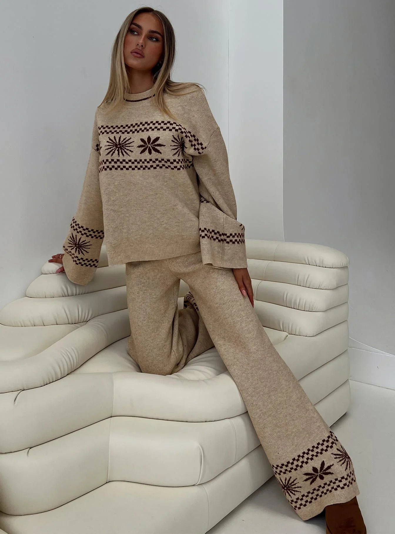 Anok Star Pants Brown Cream
