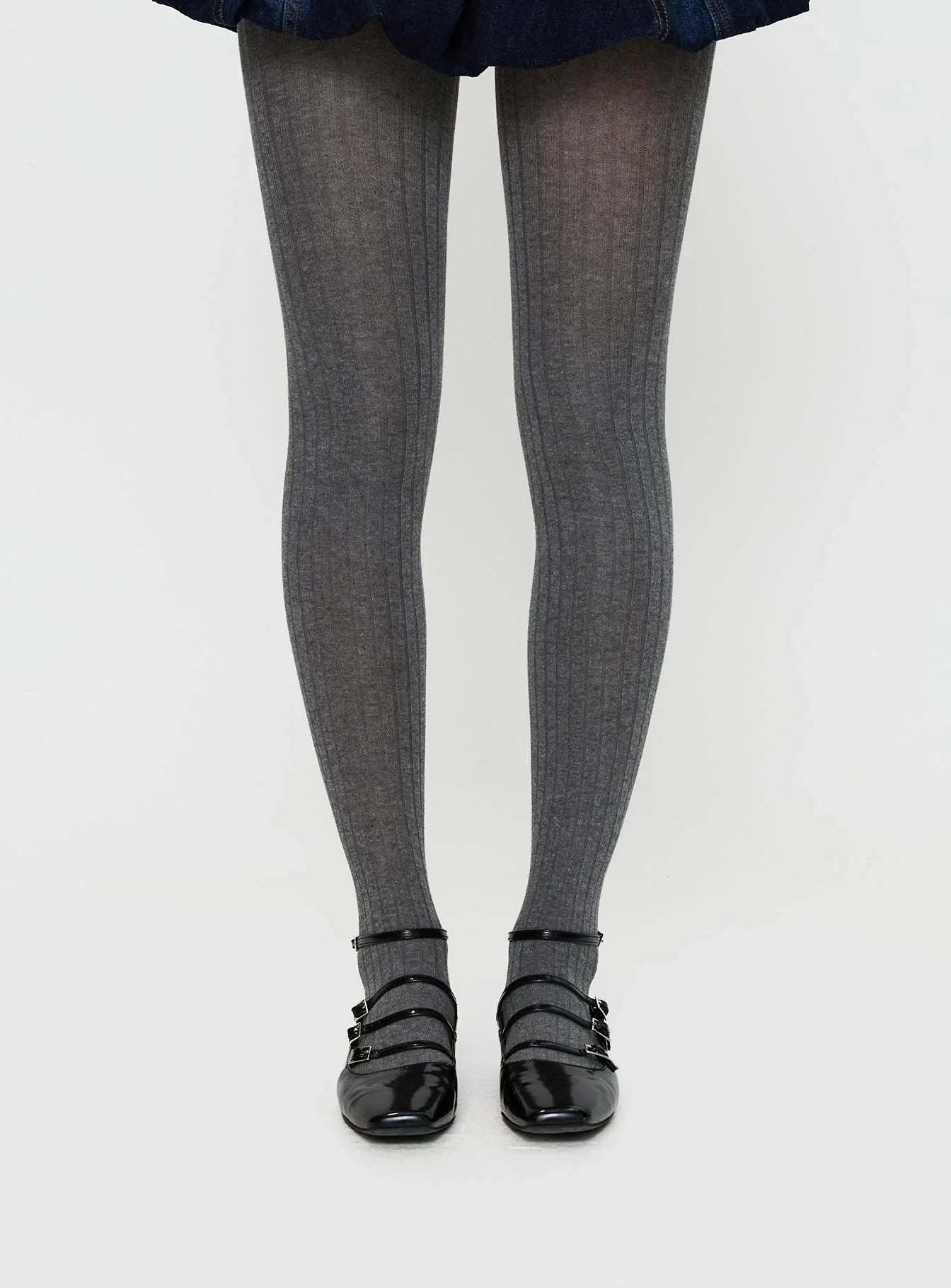Flashback Ribbed Stockings Grey