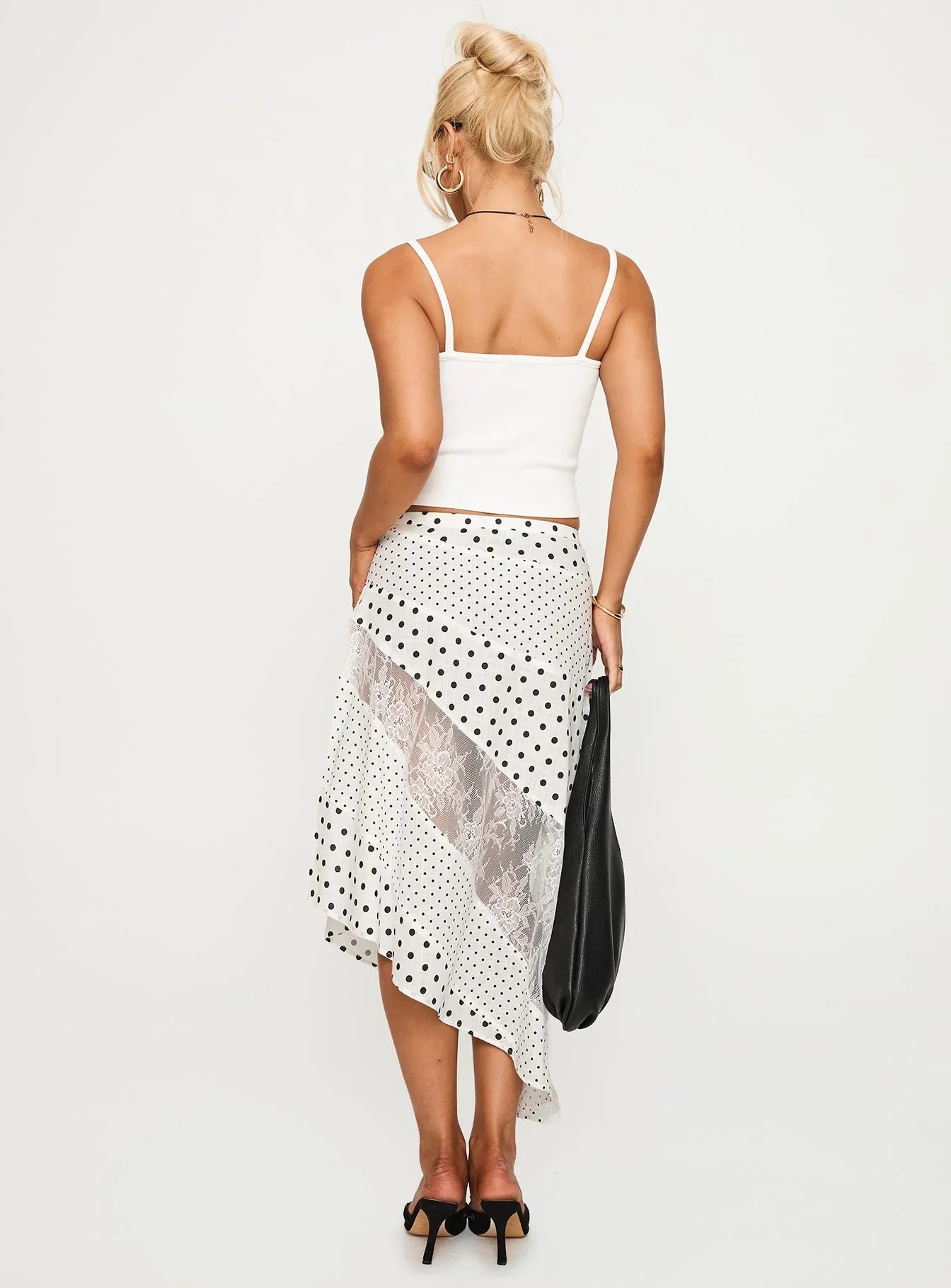 Rennar Maxi Skirt White Polka Dot