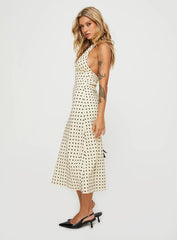 Kimbelle Halter Maxi Dress Cream Polka Dot