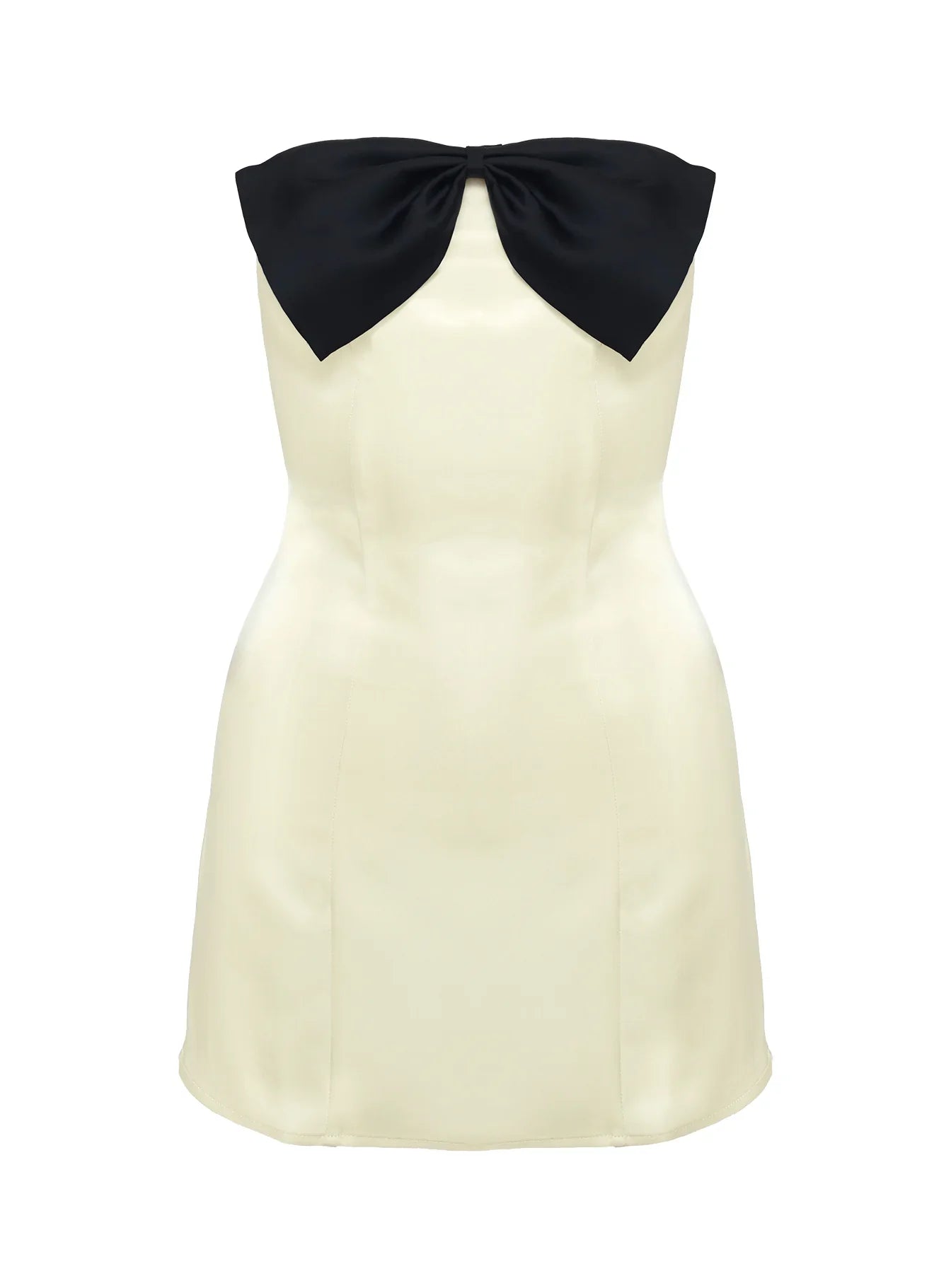 Kesy Bow Tie Mini Dress Cream Black