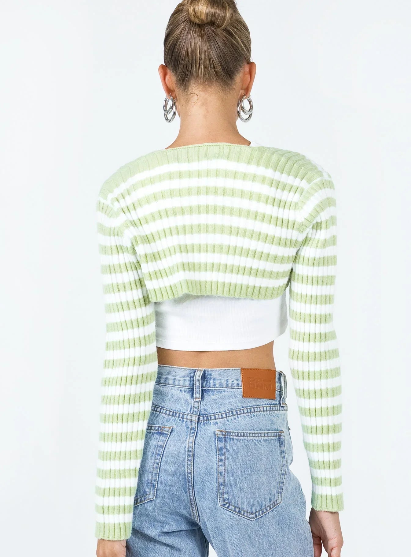 Aytan Bolero Sweater Green White