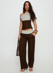 Past Life One Shoulder Top Brown Stripe