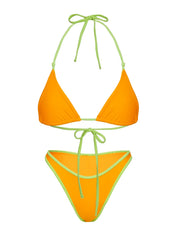 Sandbar Triangle Bikini Top Orange Green