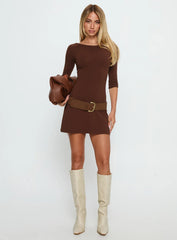 Silver Lake 3 4 Sleeve Mini Dress Chocolate