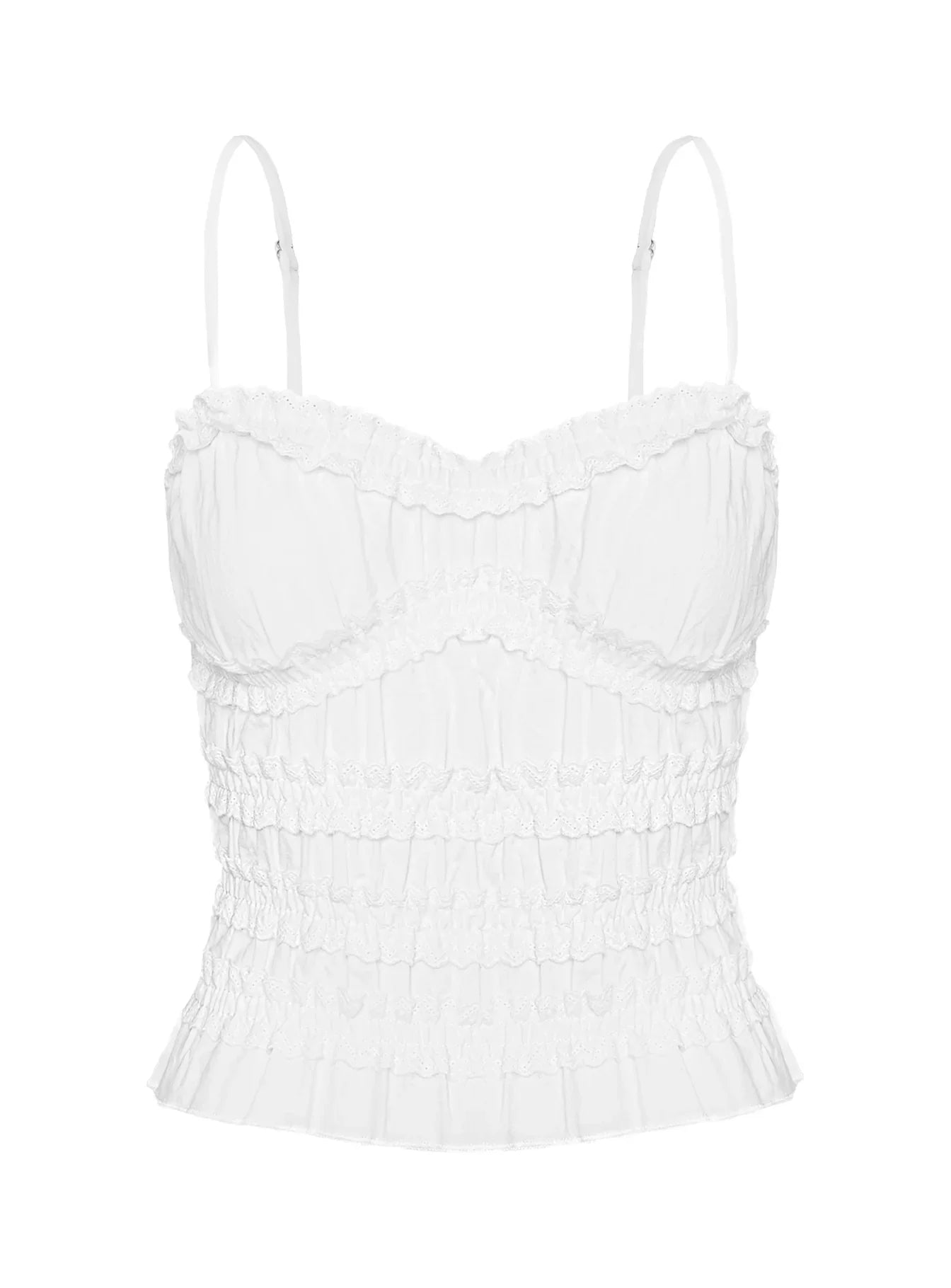 Angelie Cotton Ruched Top White