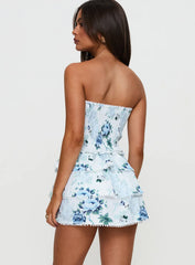 Sunkiss Frill Mini Dress White Blue