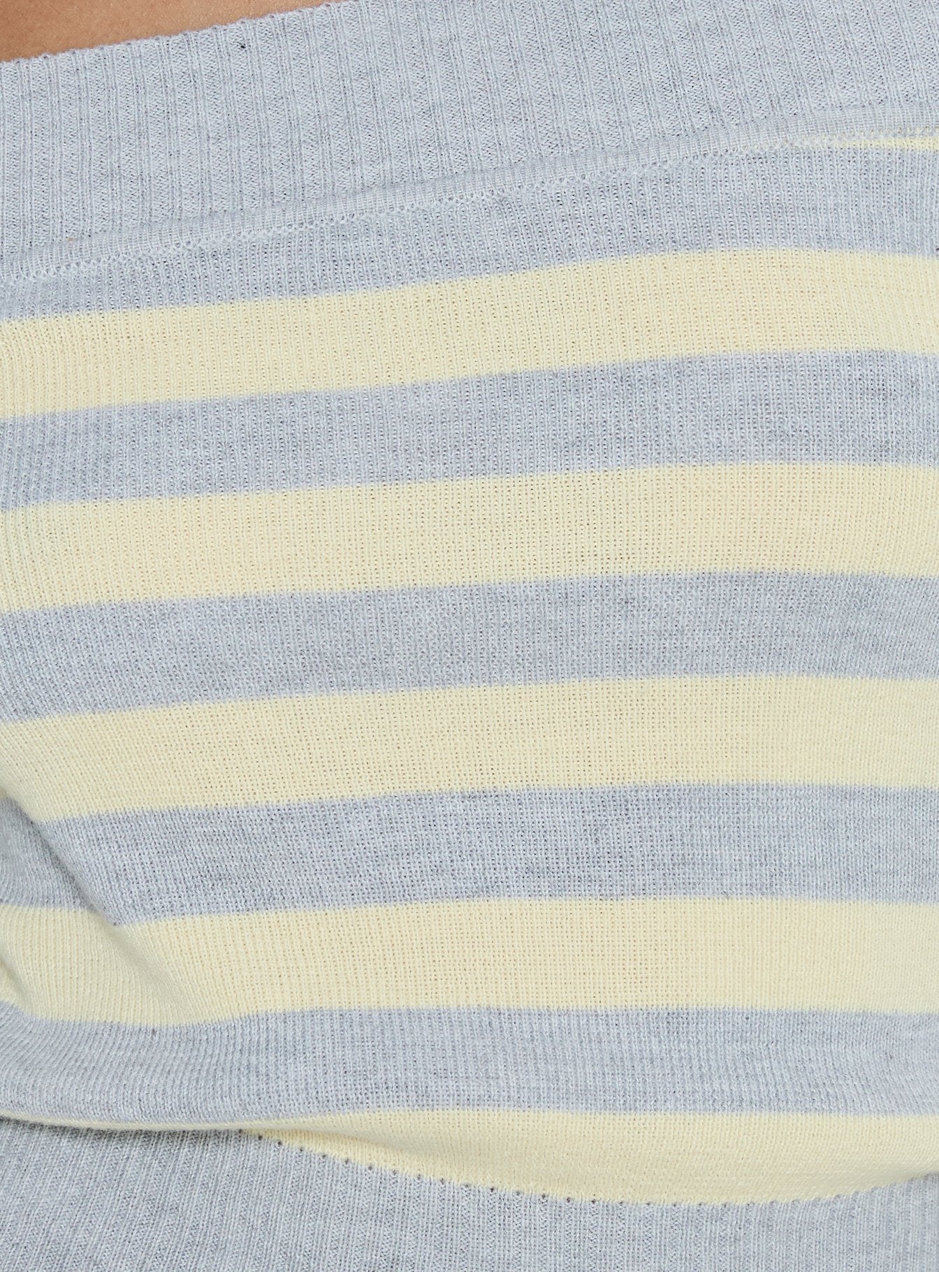 Perrey Long Sleeve Off Shoulder Top Knit Yellow Grey Stripe
