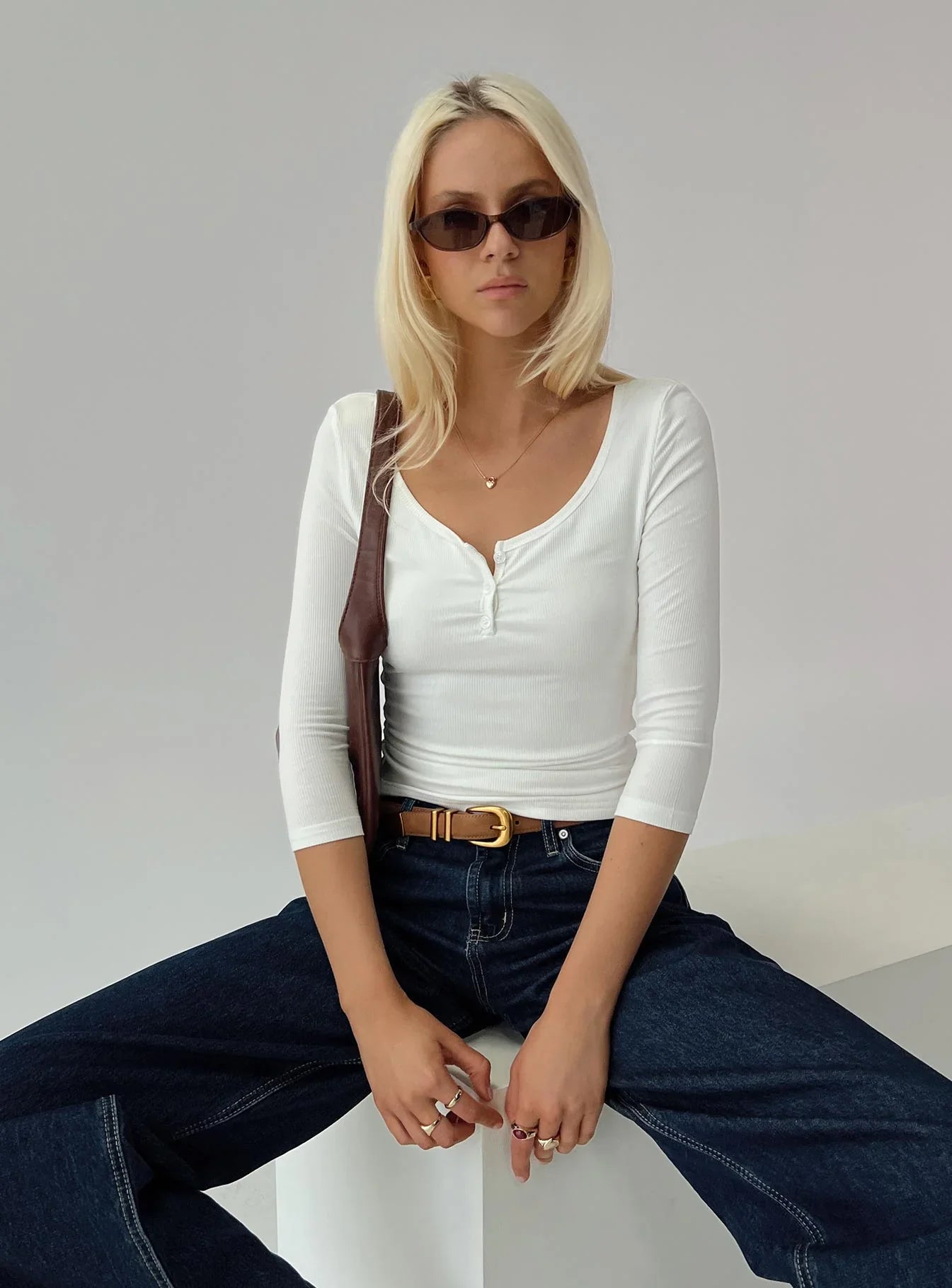 Desirae 3 4 Sleeve Top White
