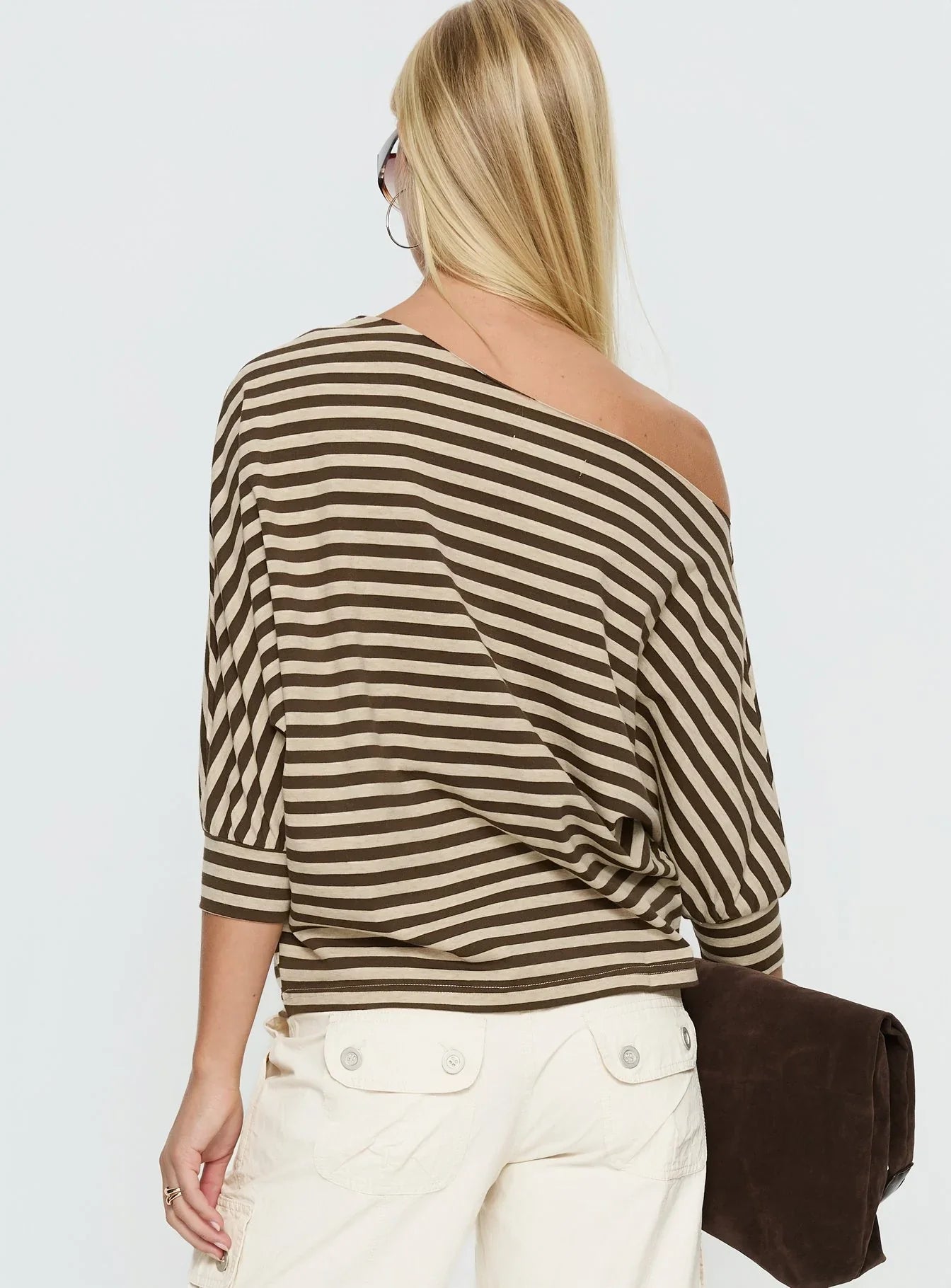 Keyes 3 4 Sleeve Off Shoulder Top Multi Stripe