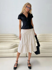 Cascades Low Rise Midi Skirt Beige White Stripe