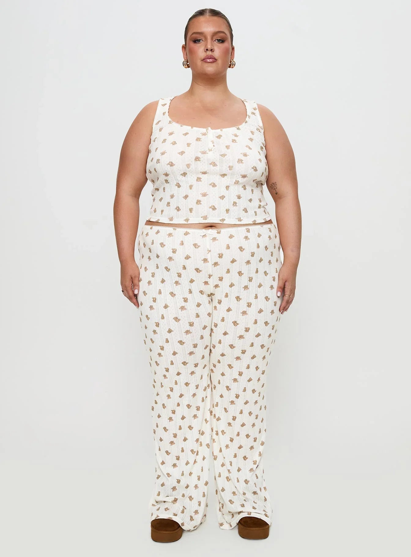 Sleepytea Pointelle Sleep Tank Top Multi Curve