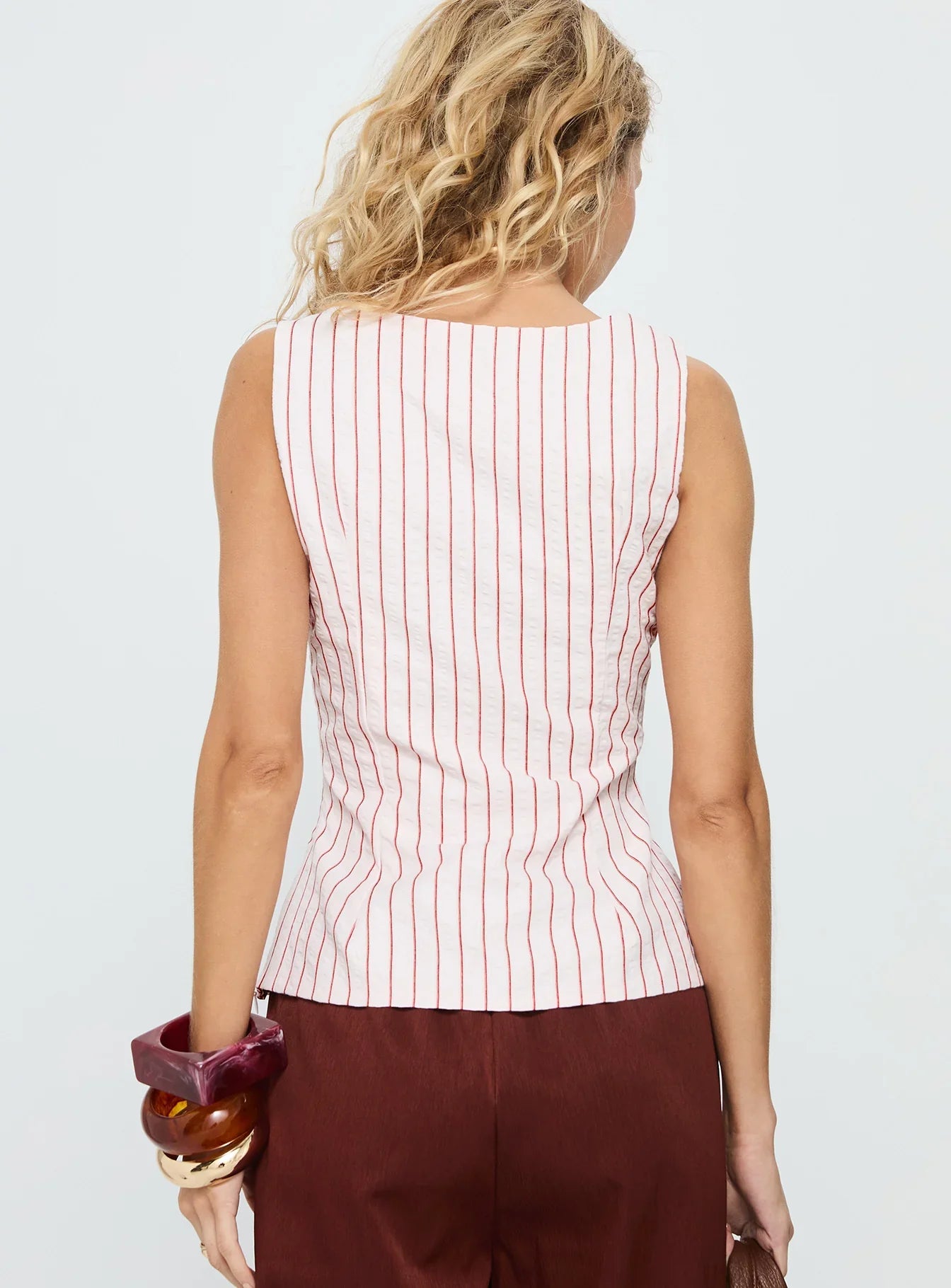 Callaia Plunge Cami Top Pink Stripe