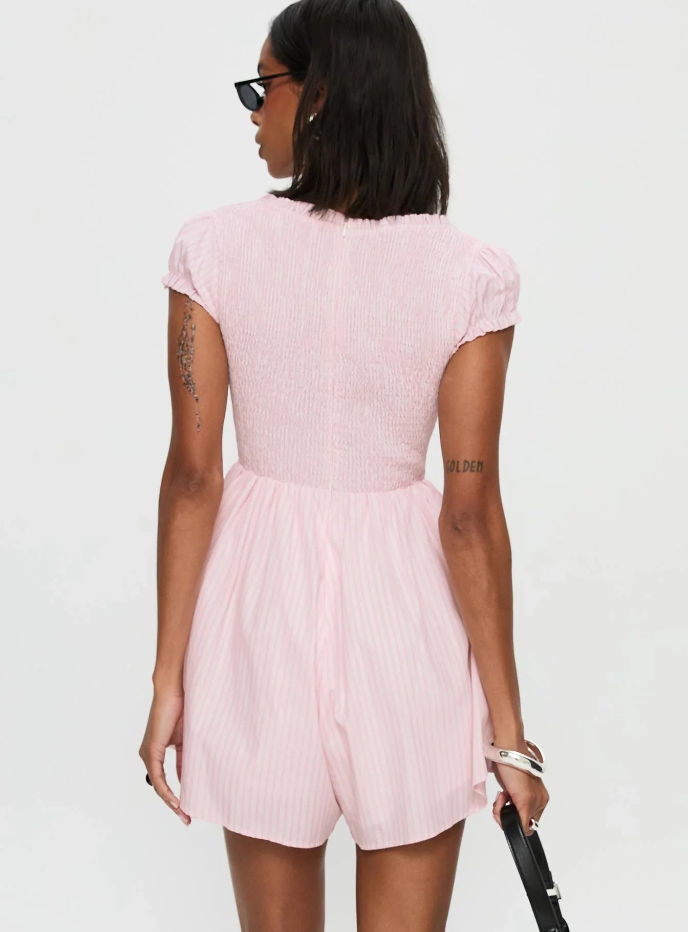 Wescott Stripe Playsuit Pink White