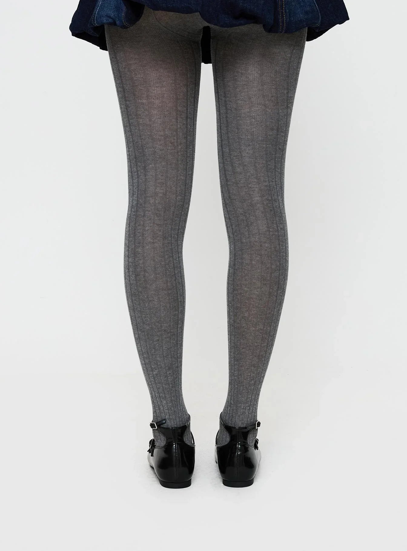 Flashback Ribbed Stockings Grey