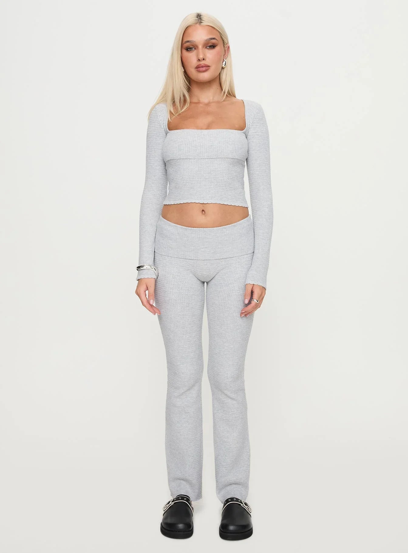 Closed Eyes Long Sleeve Top Grey