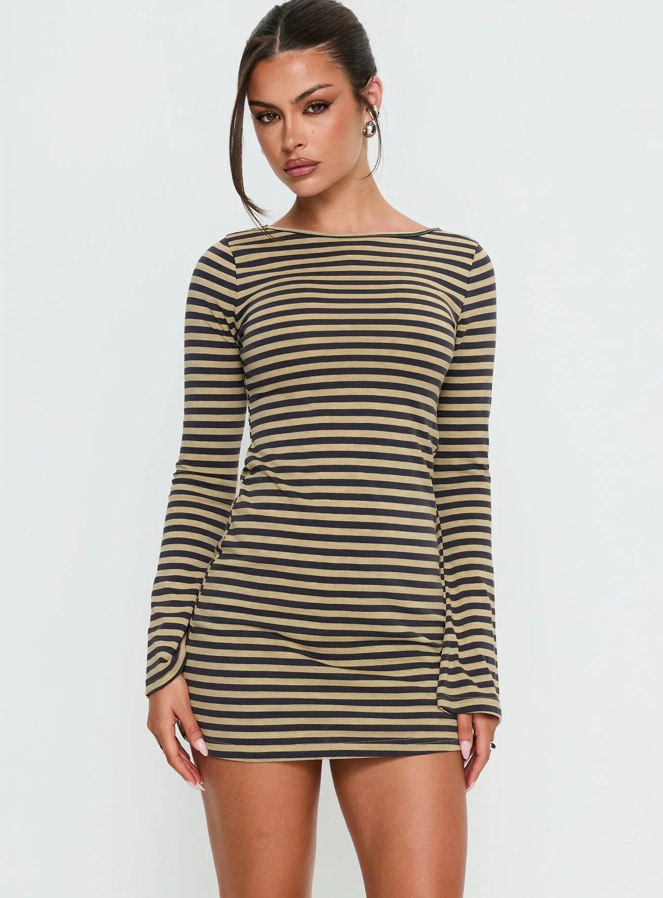 Bryanna Long Sleeve Mini Dress Yellow Navy