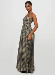 Cartmel Check Maxi Dress Black Cream