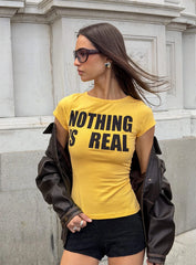 Nothing Is Real Graphic Top Yellow Black