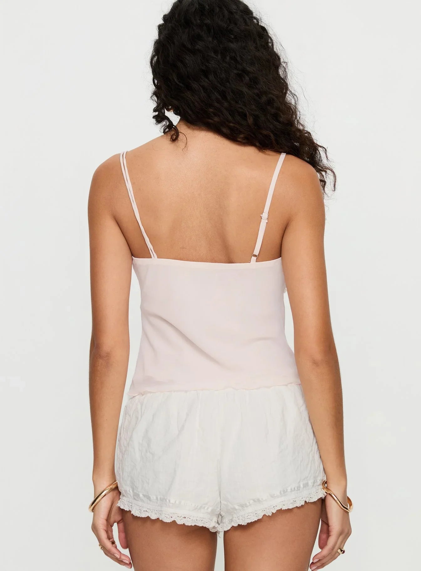 Ashlen Lace Trim Asymmetrical Top Pink