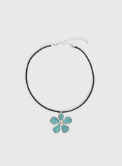 Cuteness Flower Pendant Necklace Black Blue