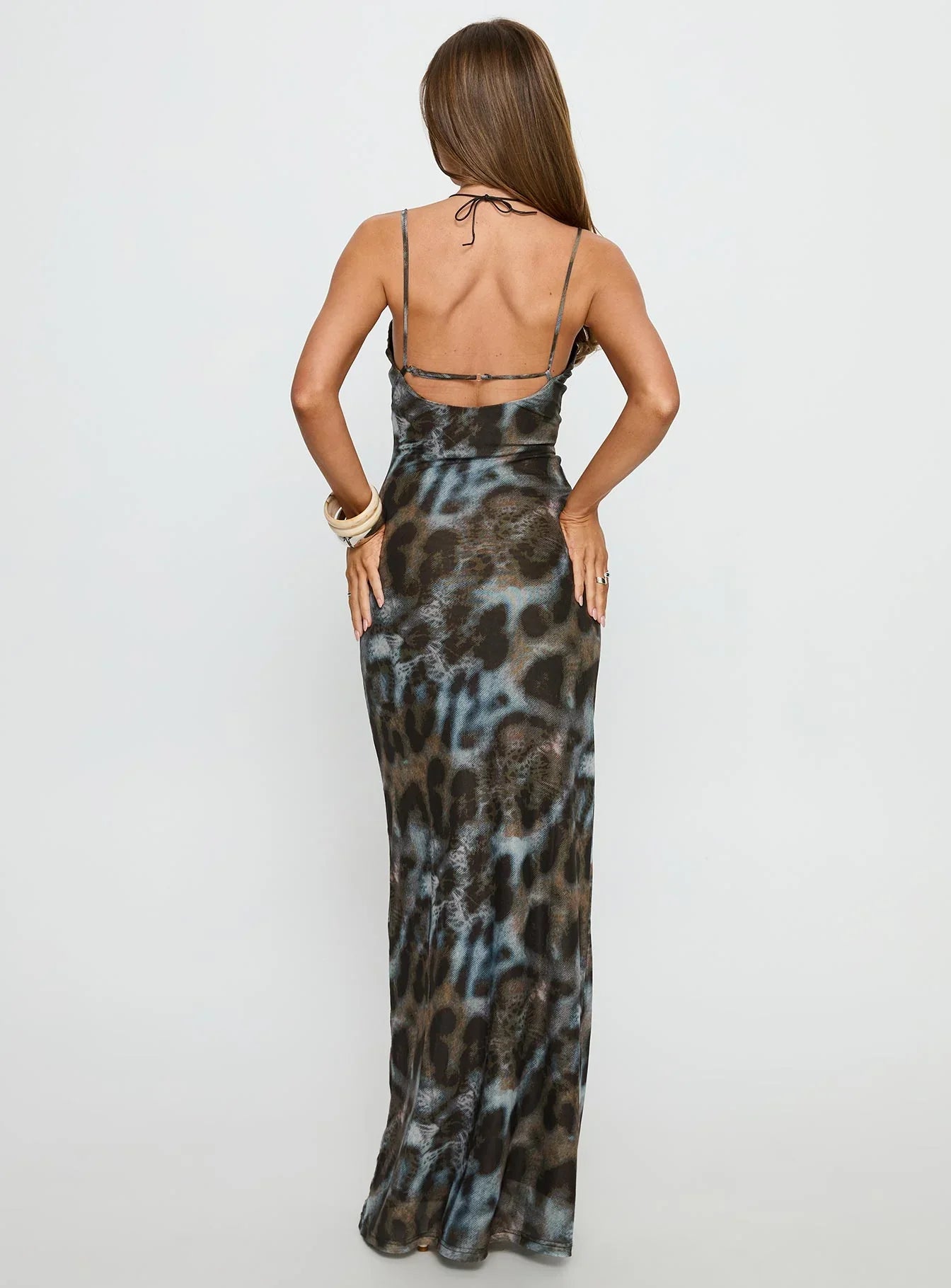 Saphrona V neck Maxi Dress Leopard