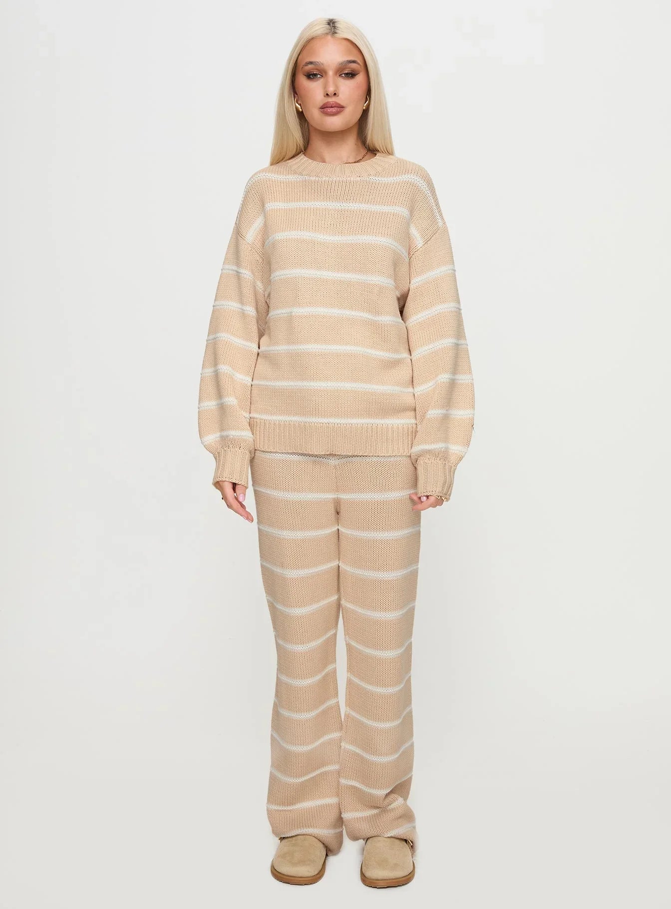 Read Your Mind Knit Pant Cream Stripe