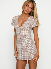 Loveliness Playsuit Brown Check Tall