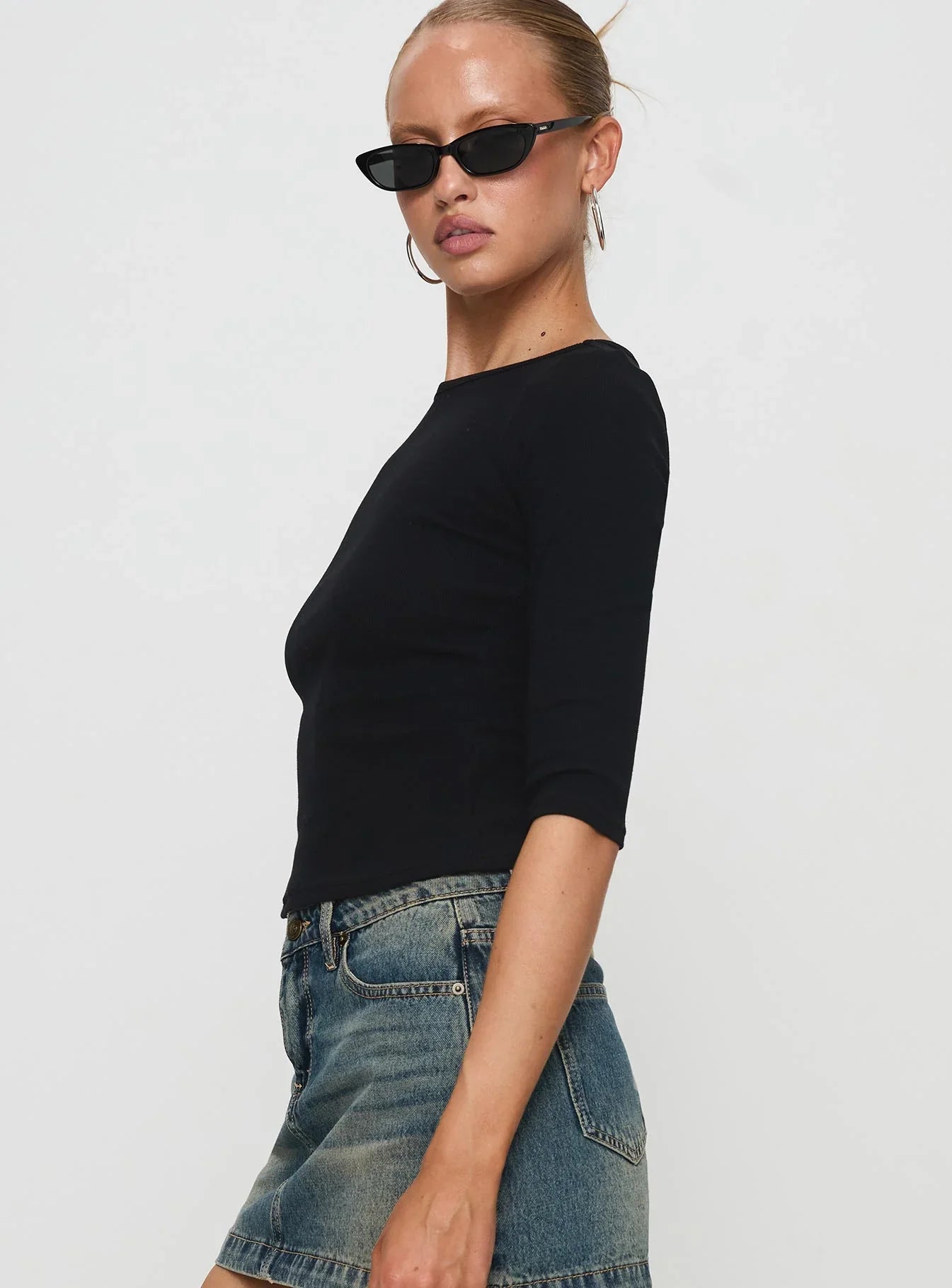 Elaia 3 4 Sleeve Top Black