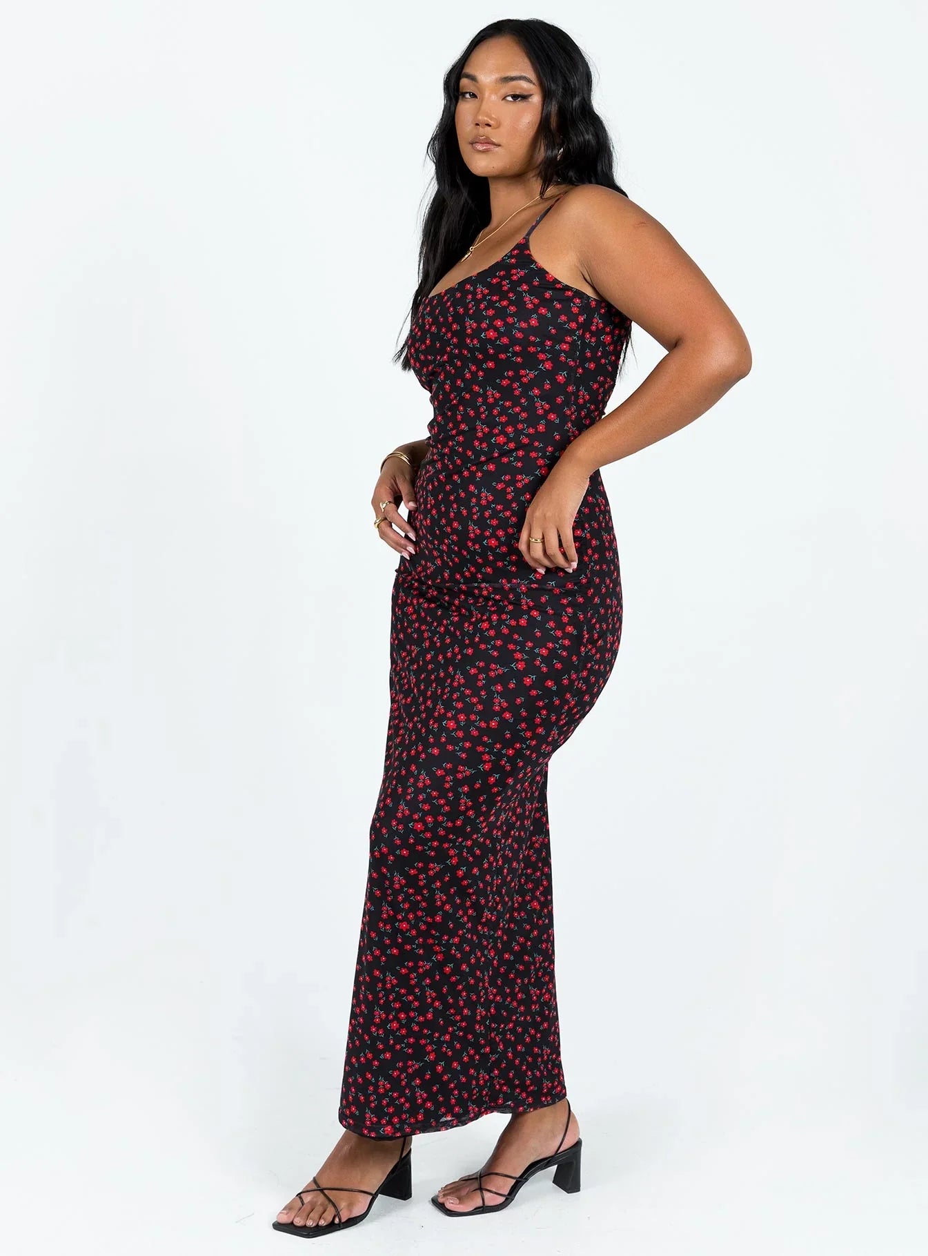 Knox Maxi Dress Black Red Floral