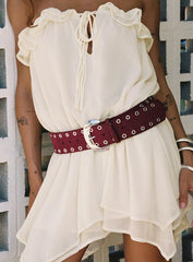Captain Faux Suede Belt Red Silver