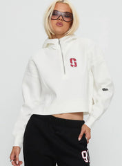 Stanford Buttersport Half zip Hoodie White